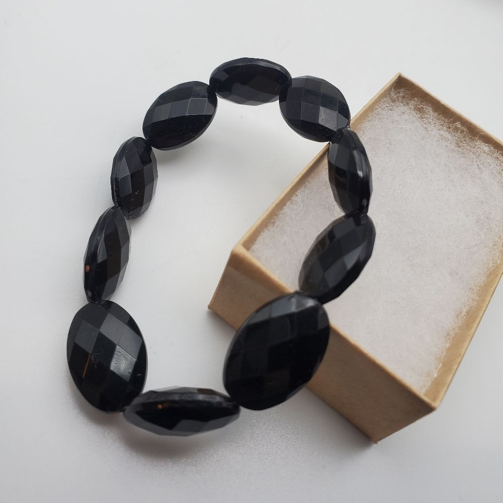 Black Gothic beaded bracelet‎ edgy punk rock style